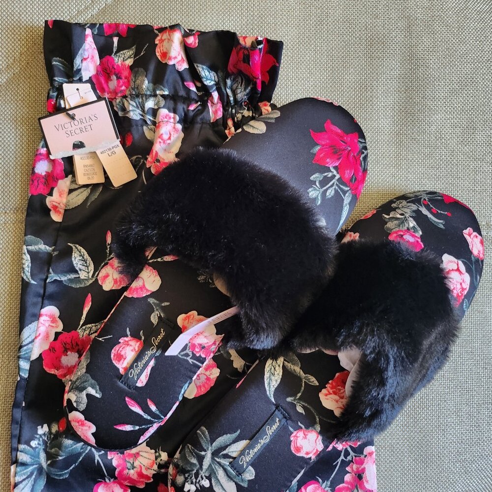 Victoria Secret Satin Floral Slippers